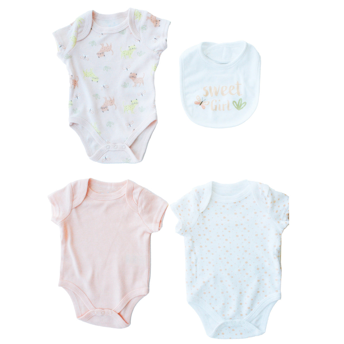 4Pc Set 3Bodysuits Bib Niña