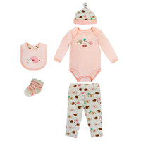 Body Manga Larga + Pantalón Largo + Gorro + Babero + Medias

