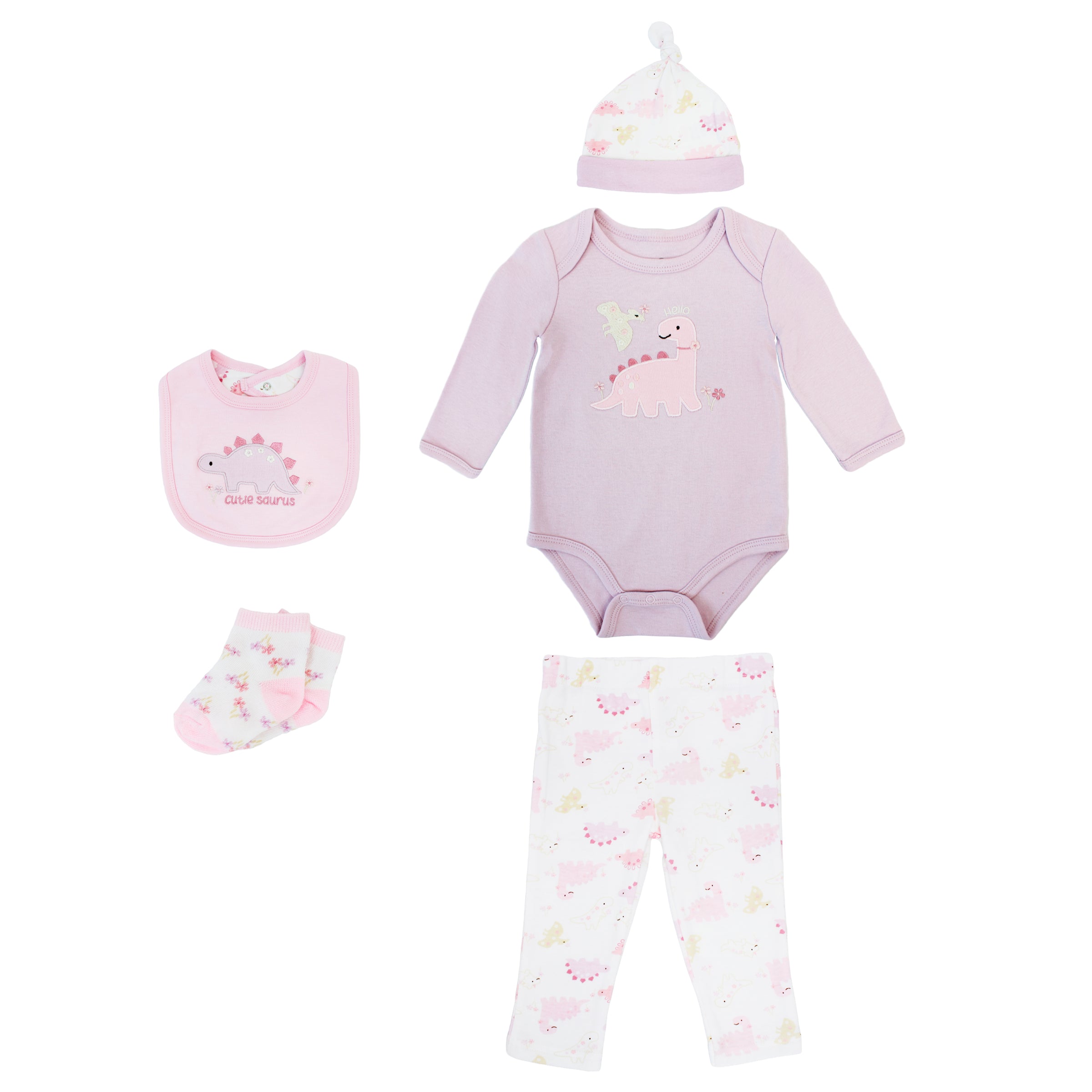 Body Manga Larga + Pantalón Largo + Gorro + Babero + Medias