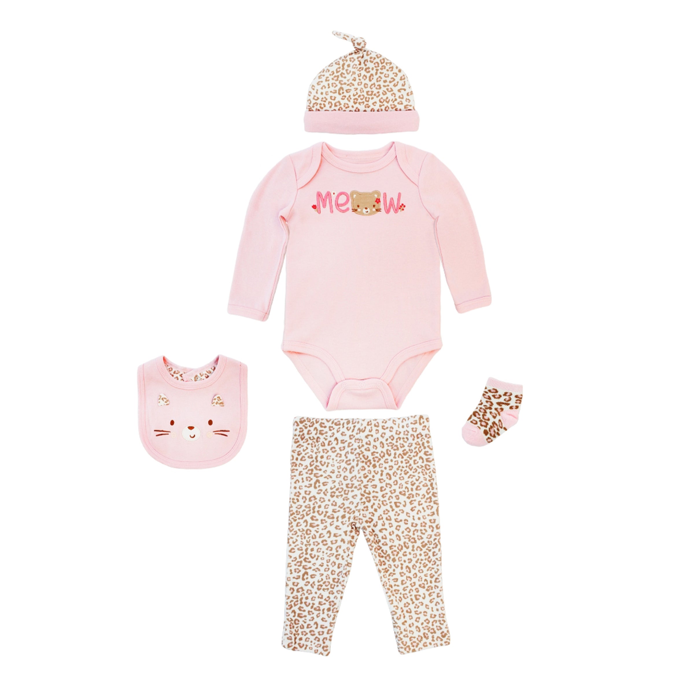 Body Manga Larga + Pantalón Largo + Gorro + Babero + Medias