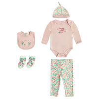 Body Manga Larga + Pantalón Largo + Gorro + Babero + Medias

