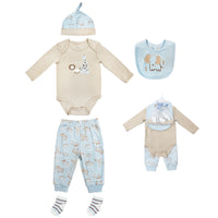 Body Manga Larga + Pantalón Largo + Gorro + Babero + Medias
