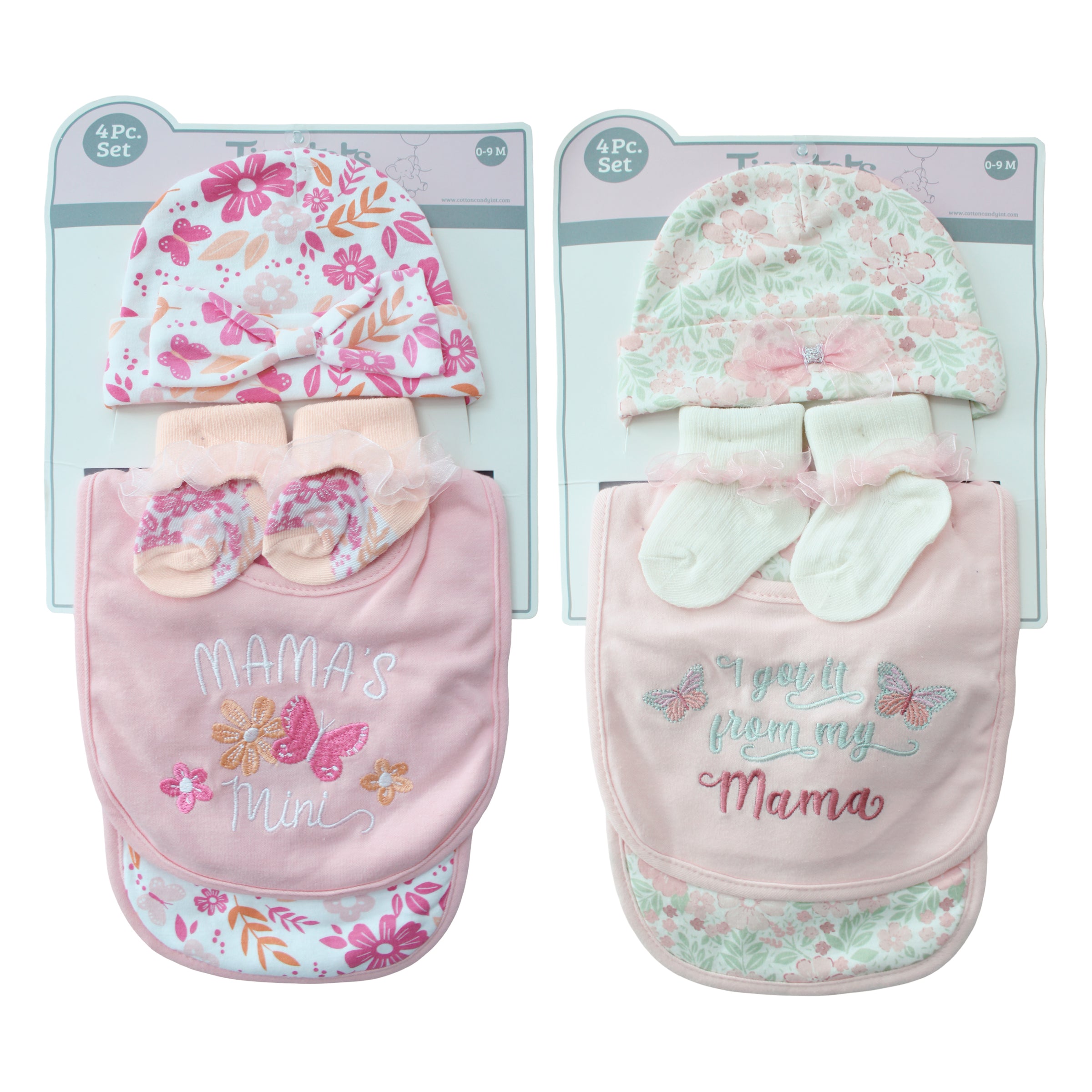 Set de Gorros-Medias-Baberos P/ Bebe 4pzs