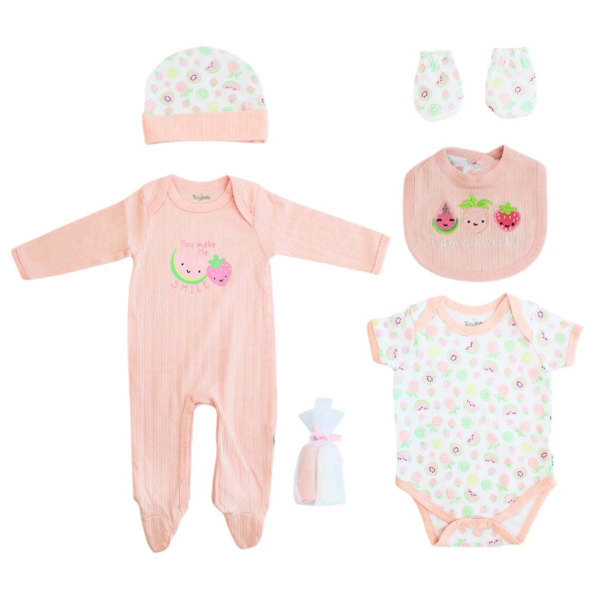 Body Manga Larga - Corta + Gorro + Babero + Mitones + Toallitas