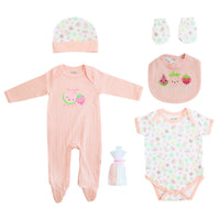 Body Manga Larga - Corta + Gorro + Babero + Mitones + Toallitas
