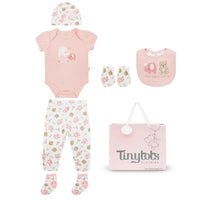 Body M/ C + Pantalón Largo + Gorro + Babero + Medias +  Mitones + Bolsa
