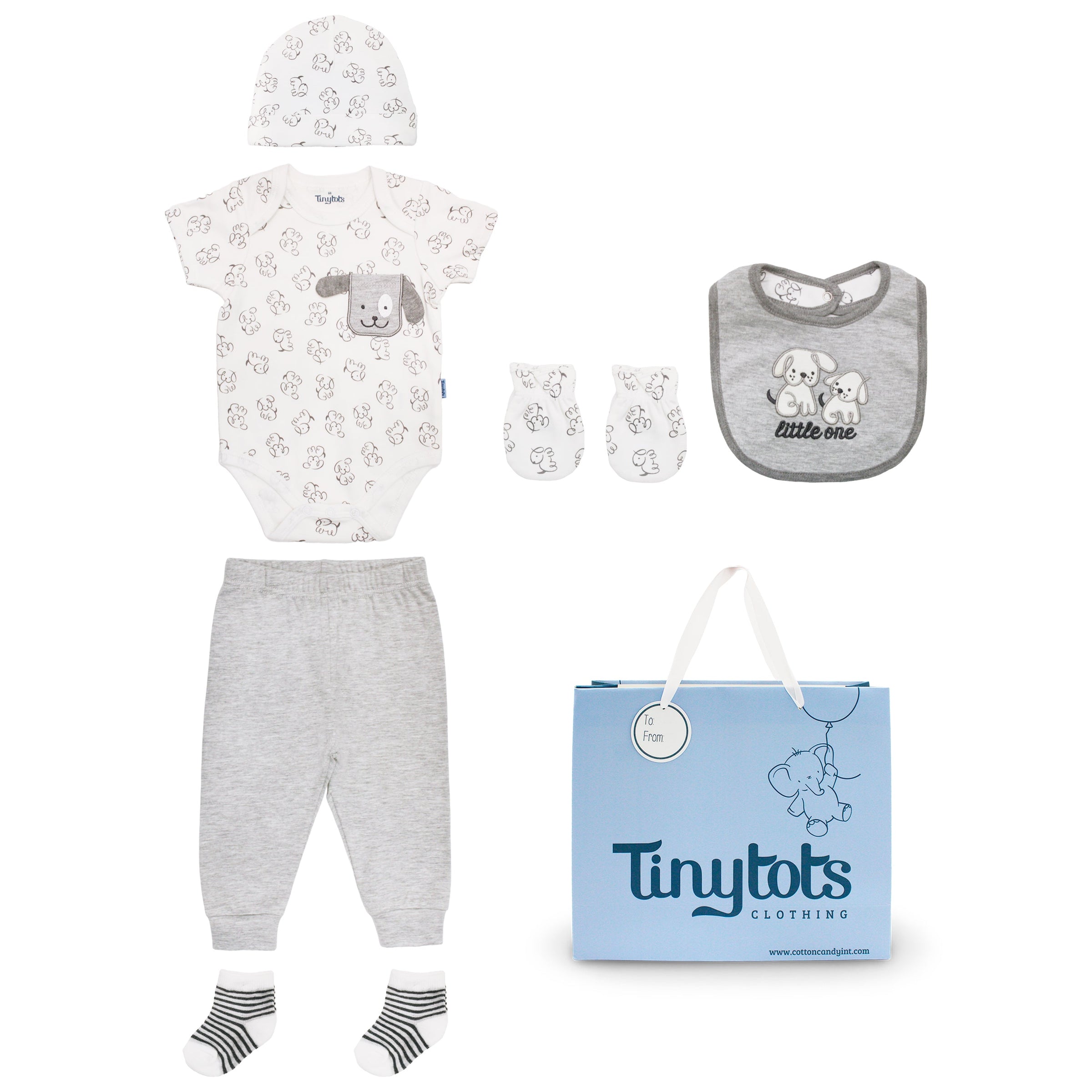 Body M/ C + Pantalón Largo + Gorro + Babero + Medias +  Mitones + Bolsa