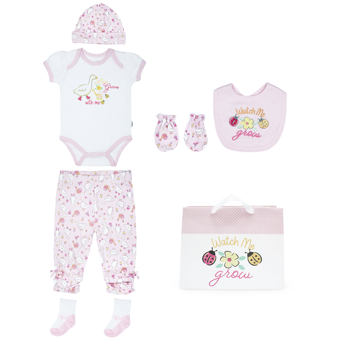 Body M/ C + Pantalón Largo + Gorro + Babero + Mitones + Bolsa