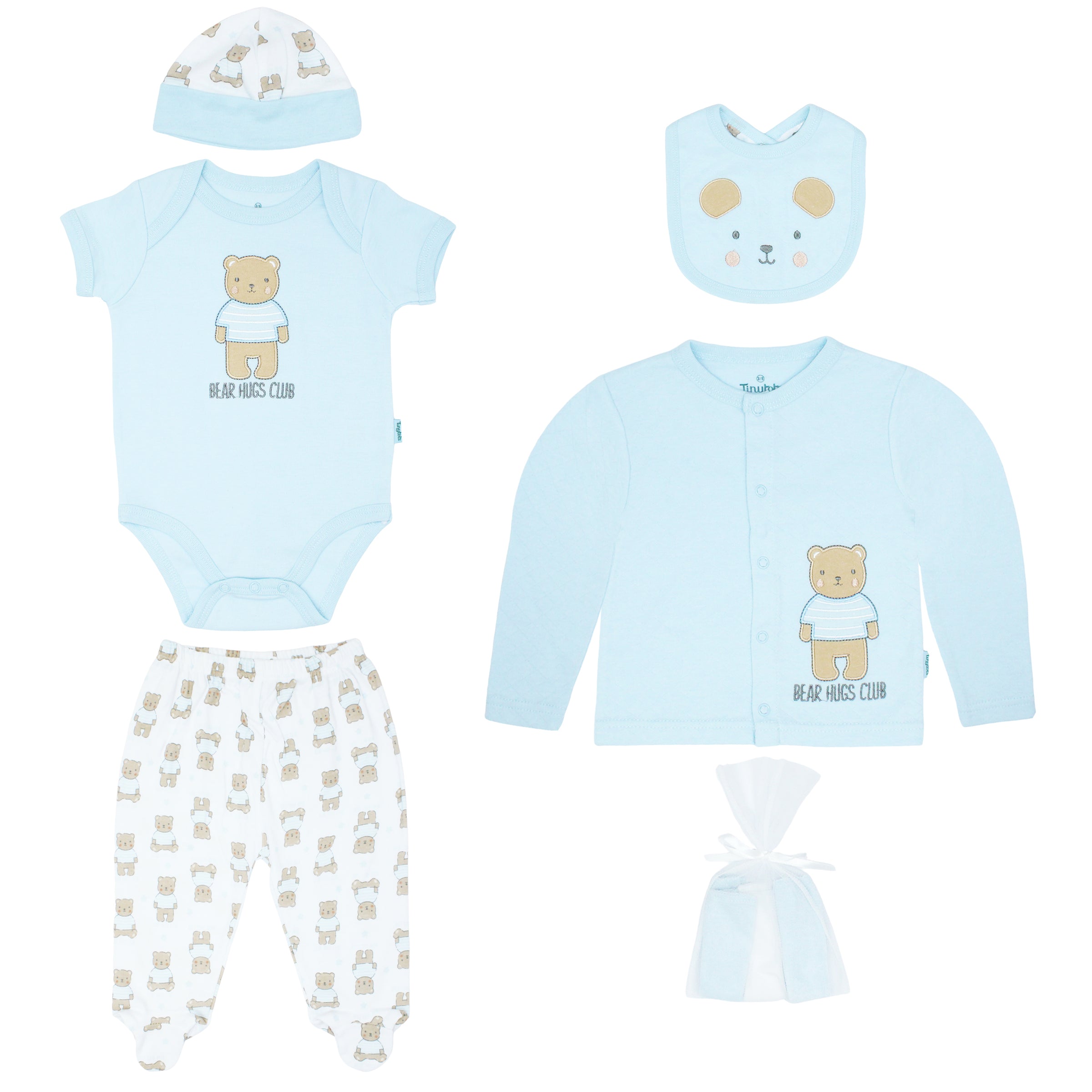 Body Manga Corta + Pantalón Largo + Abrigo + Gorro + Babero + Toallitas