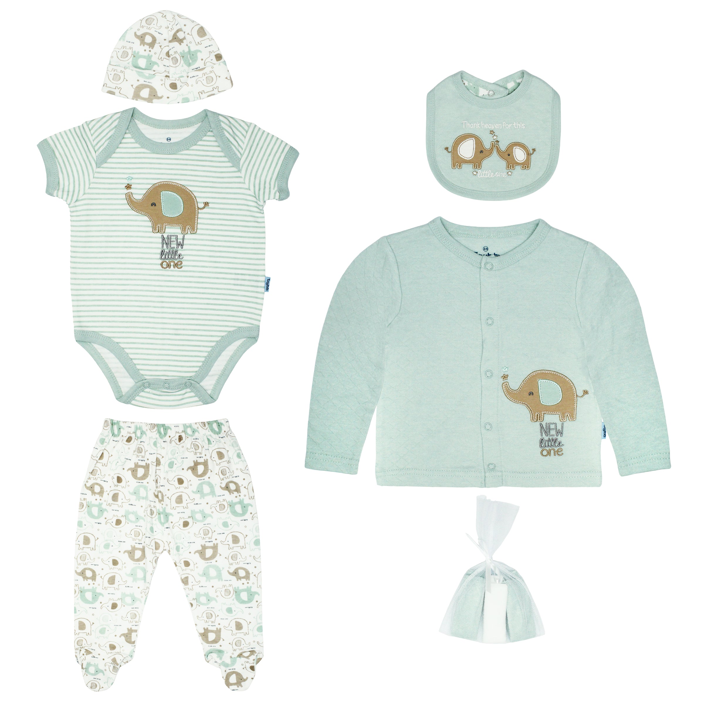 Body Manga Corta + Pantalón Largo + Abrigo + Gorro + Babero + Toallitas