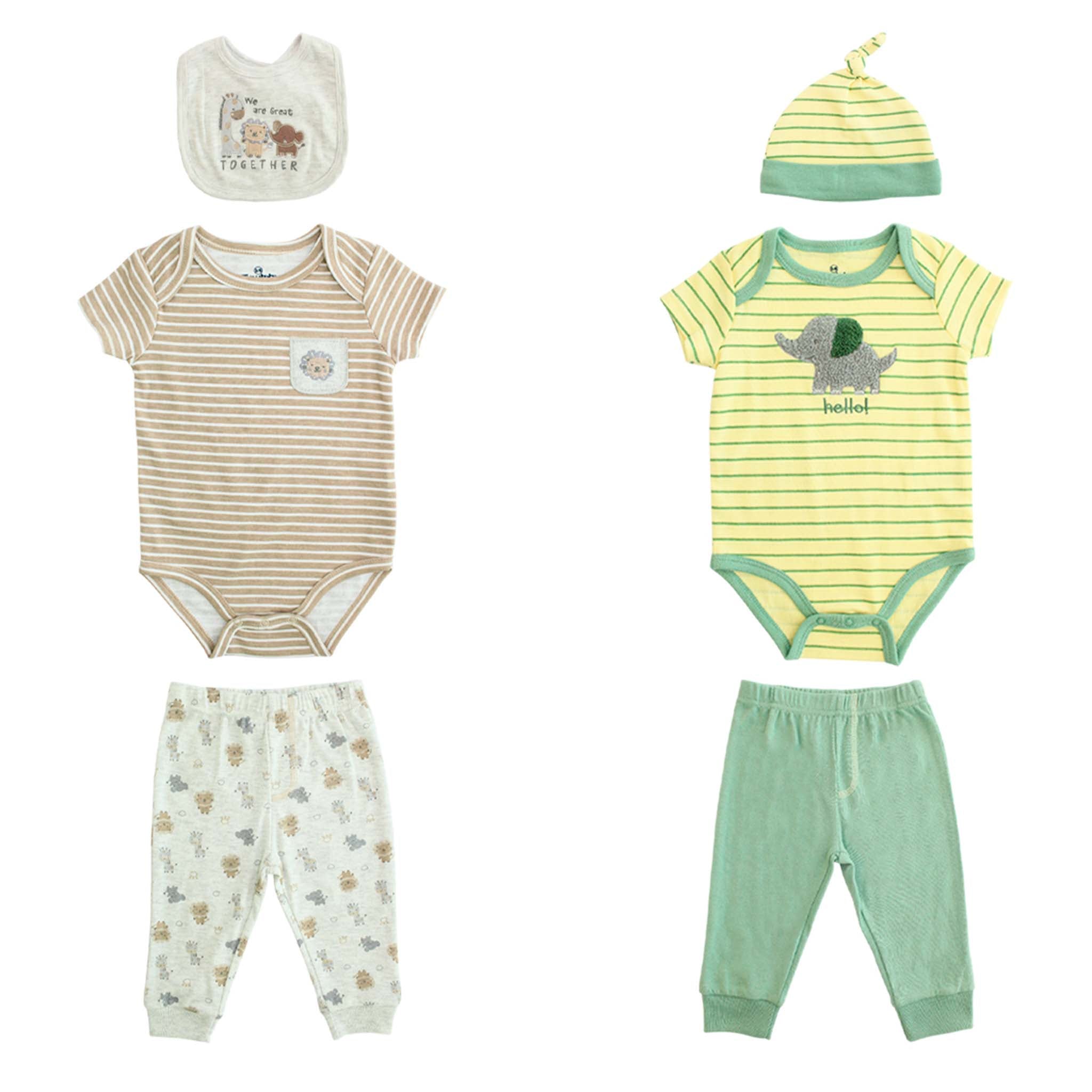 Body Manga Corta + Pantalón Largo + Gorro + Babero