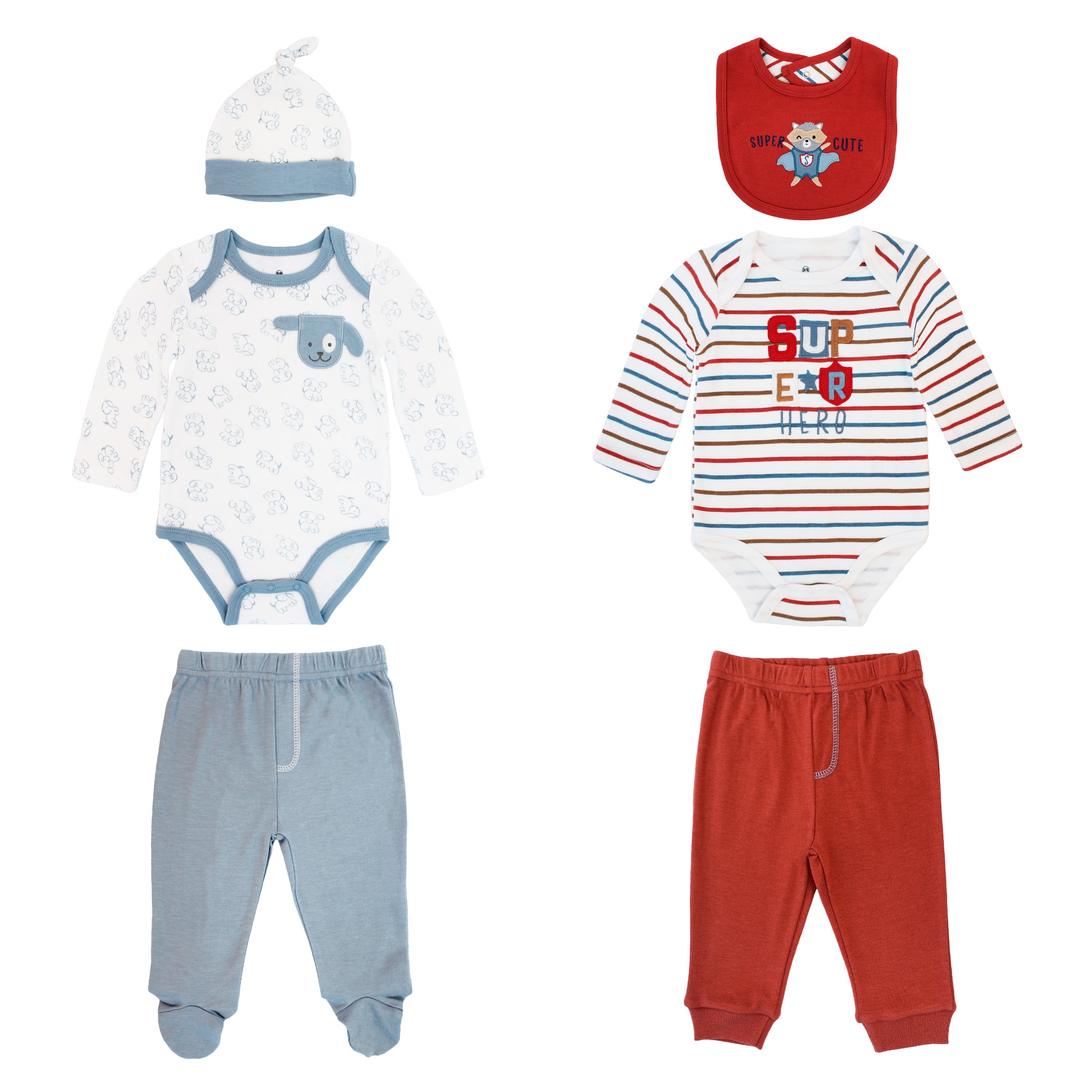 Body Manga Larga + Pantalón Largo + Gorro + Babero