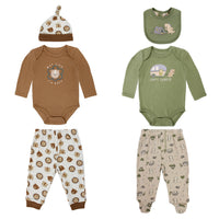 Body Manga Larga + Pantalón Largo + Gorro + Babero
