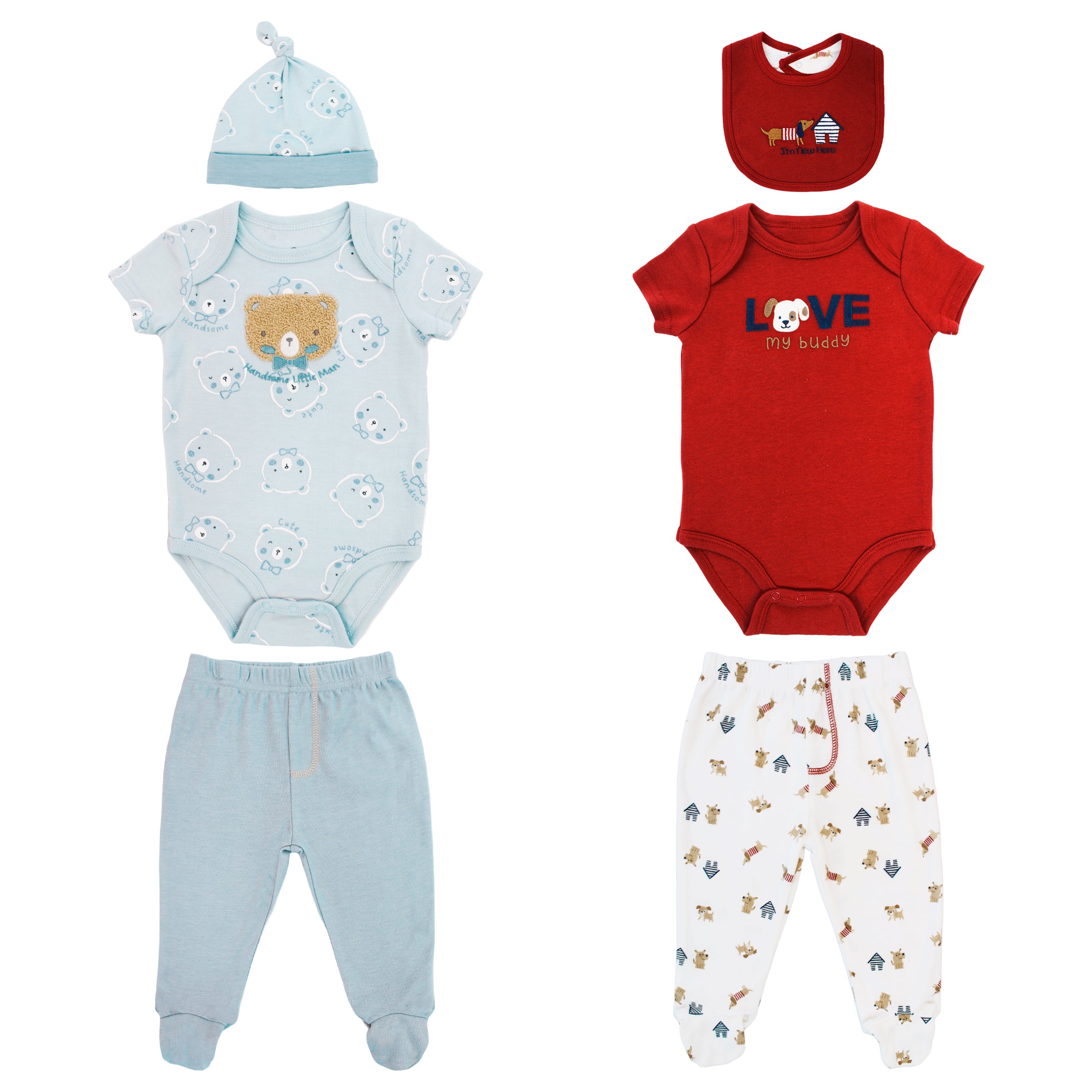Body Manga Corta + Pantalón Largo + Gorro + Babero