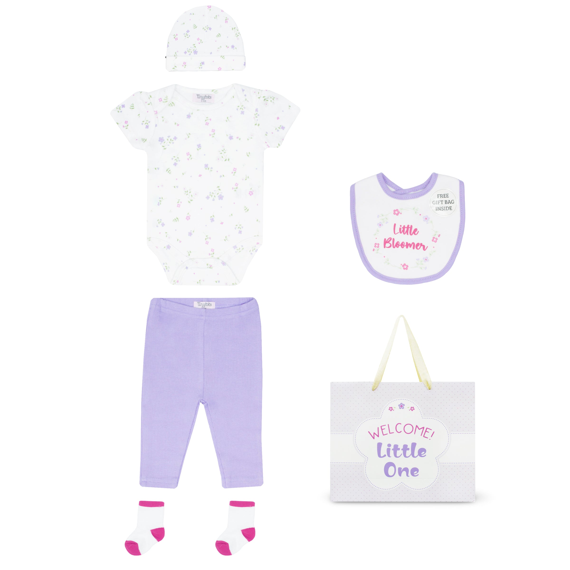 Body Manga Corta + Pantalón Largo + Babero + Gorro + Medias + Bolsa