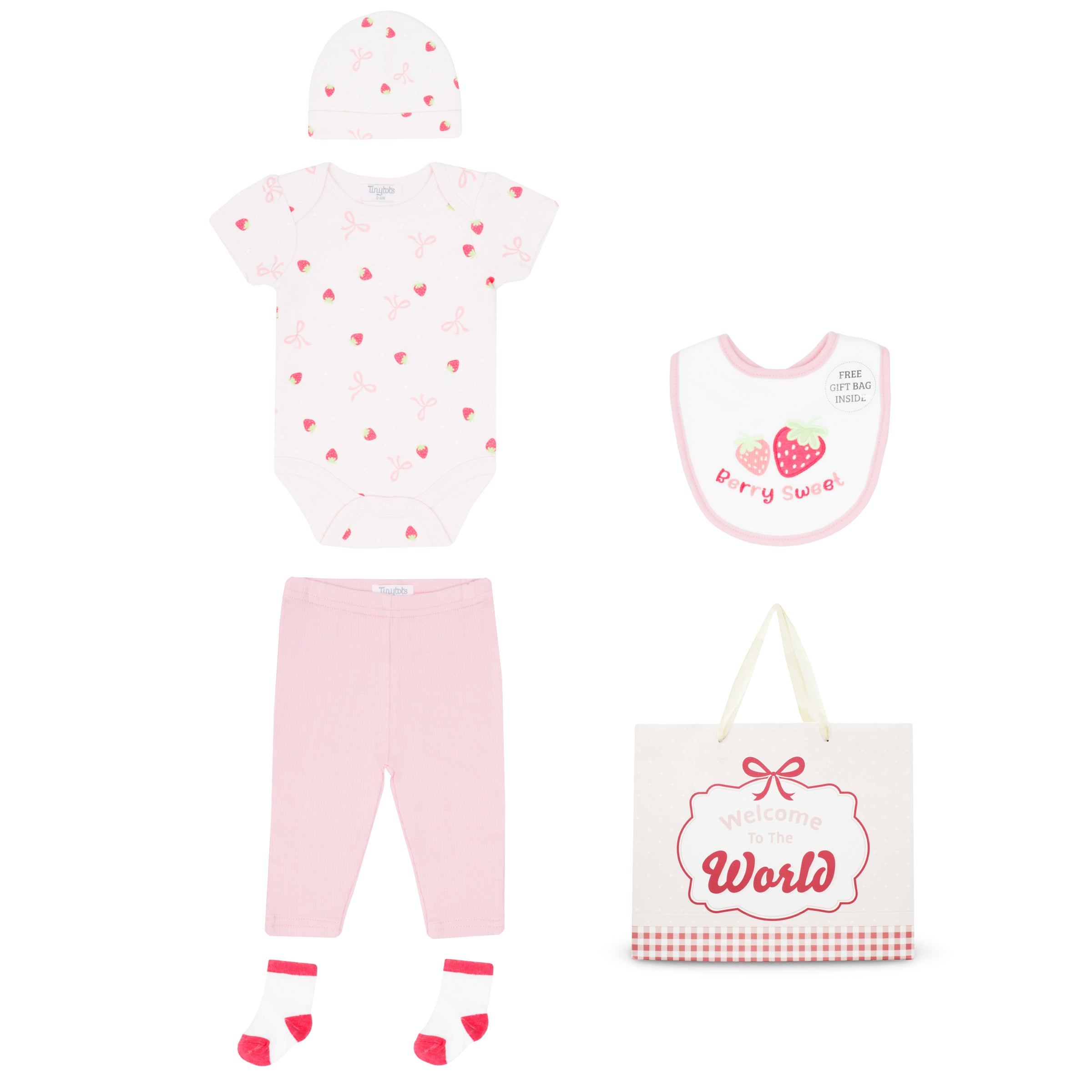 Body Manga Corta + Pantalón Largo + Babero + Gorro + Medias + Bolsa