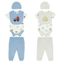 Body Manga Corta + Pantalón Largo + Gorro + Babero
