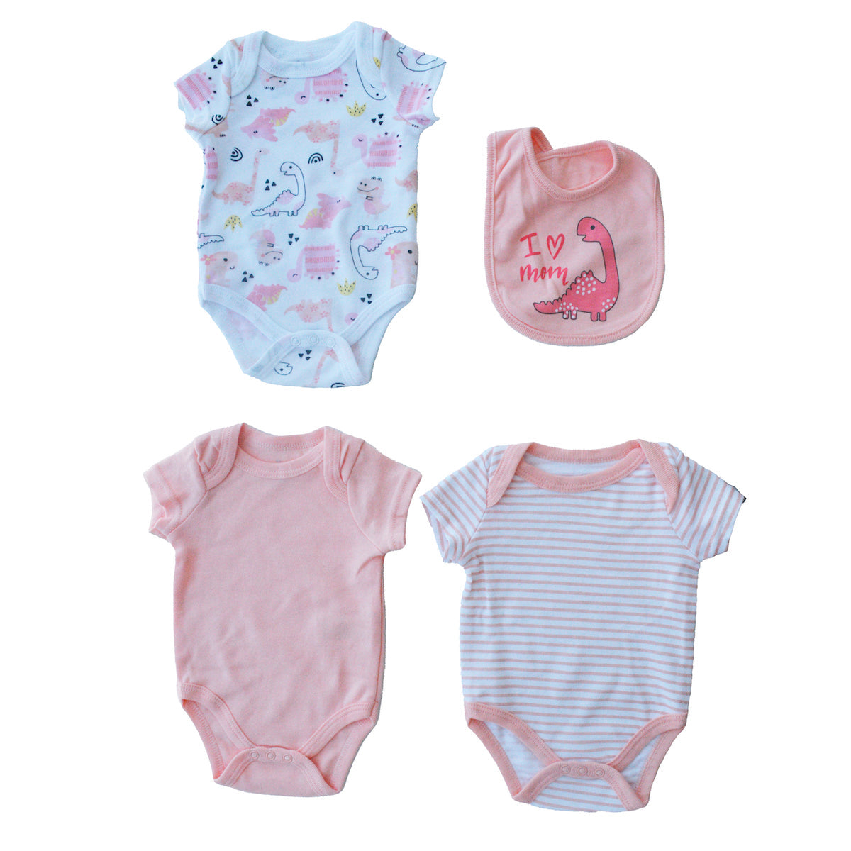 4Pc Set 3Bodysuits Bib Niña